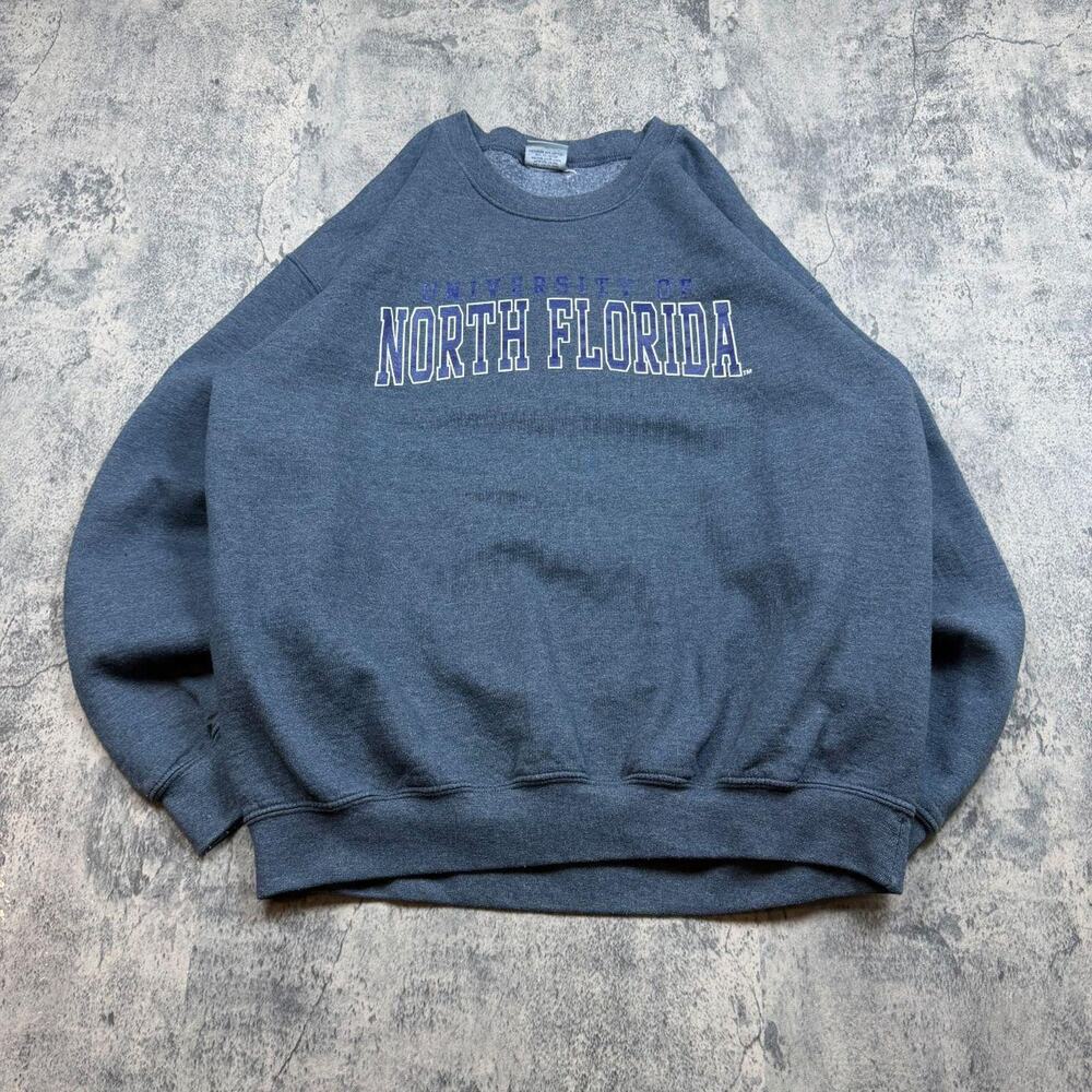 UNF University Of Florida Pullover Sweatshirt Crewneck Gray Sweater Size Large